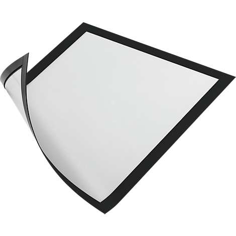 Rectangular, white pad with a black frame, one corner slightly lifted.