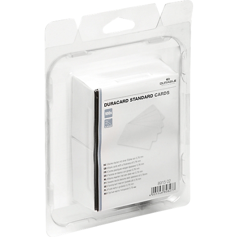 A package of DURACARD standard cards in a transparent plastic blister pack.