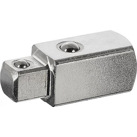 Metalladapter für Schraubenschlüssel. An beiden Enden sind Kugeln zur Befestigung zu sehen.