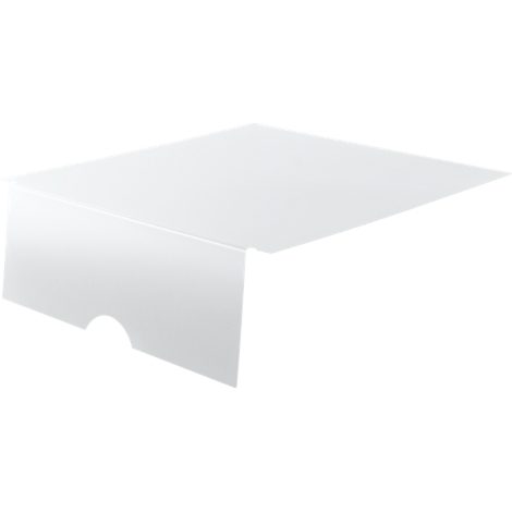 White, angular element with a rounded recess in the corner. The element is shown in perspective.