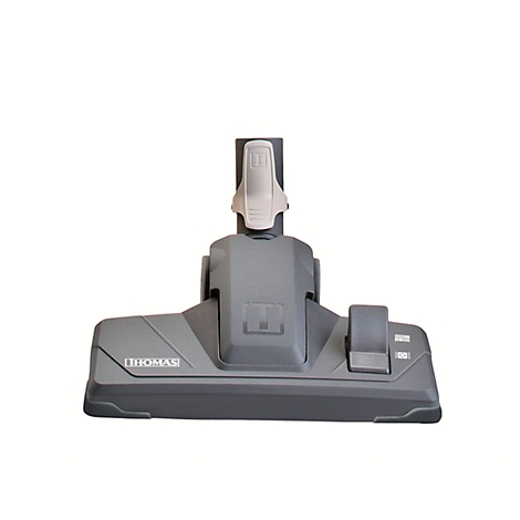 Dark grey vacuum cleaner attachment with 'THOMAS' lettering and light handle.