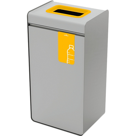 Gele achtergrond met witte omtrek van een fles, linksboven het woord "DUURZAAM".