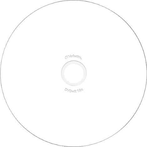 DVD blanche avec bords gris. Au centre : trou et lettrage.