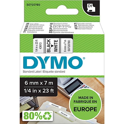 Étiquette 6/9/12mm pour ruban Dymo D1 45013 40913 43613 noir sur