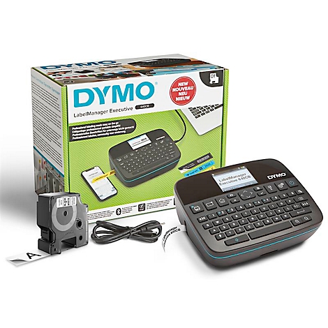 Dymo LabelManager Executive 360D. Étiqueteuse avec rouleau d'étiquettes, boîte et câble.
