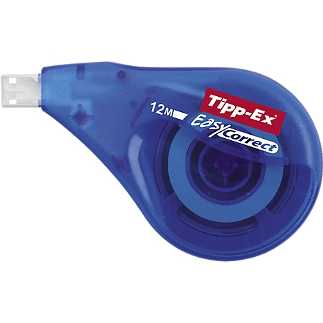 Blue Tipp-Ex correction roller. Inscription: Tipp-Ex Easy Correct 12m.