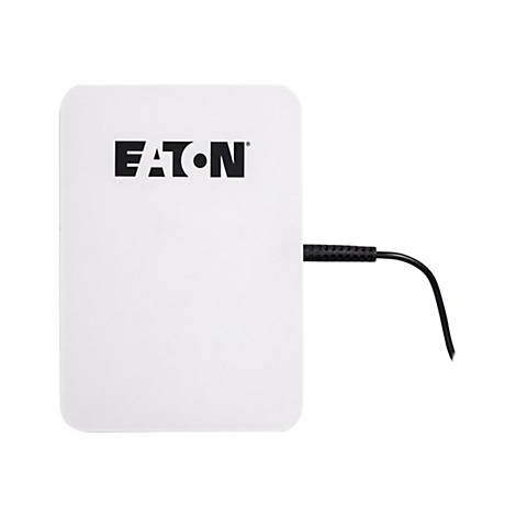 Appareil carrÃ© blanc avec logo Eaton et cordon d'alimentation.