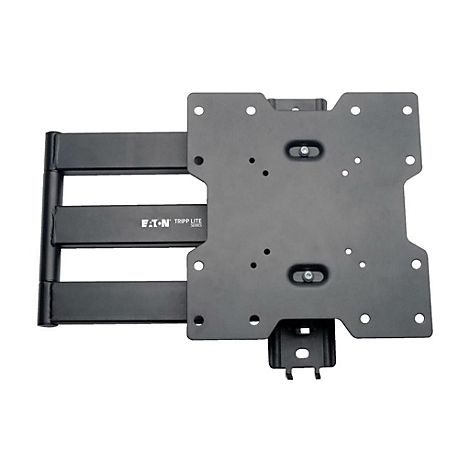 Schwarze TV-Wandhalterung mit Gelenkarmen, Marke Eaton Tripp Lite Series.