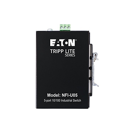 Schwarzer Industrier-Switch mit der Aufschrift "Eaton Tripp Lite Series" und "Model: NFI-U05".