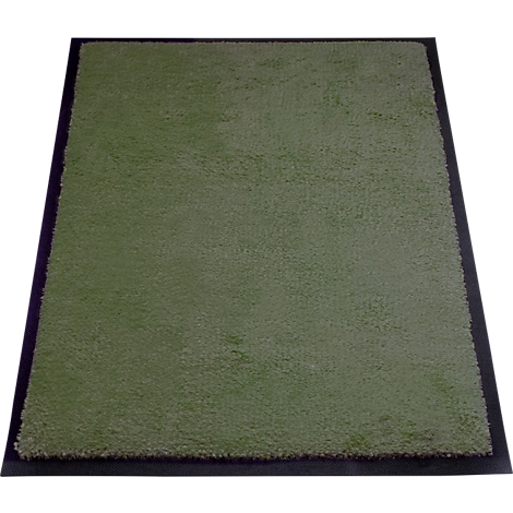Een groene, rechthoekige trainingsgrond voor golf, omrand door een zwarte rand.