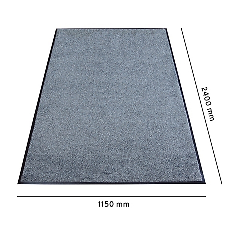 Felpudo gris con bordes negros, dimensiones etiquetadas: 1150 mm x 2400 mm.