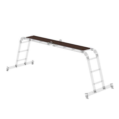 Échafaudage avec surface de support marron et construction d'échelle. Sur fond blanc.