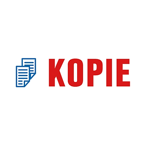 Logo with the word "KOPIE" in red, next to it two blue documents.
