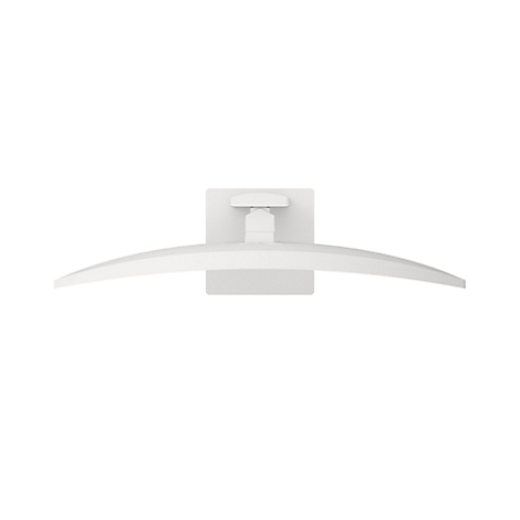 Vue de dessus d'un moniteur blanc incurvé avec support sur fond blanc.