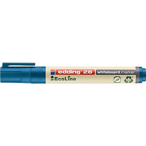 Blauer Whiteboard-Marker. Aufschrift: Edding 28, EcoLine.