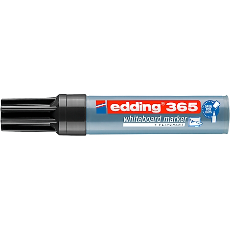 Het bijvullen van een Edding BT30 whiteboardmarker met zwarte inkt, een druppel valt in de marker.