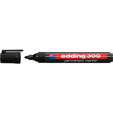 Black Edding 300 permanent marker with open cap.