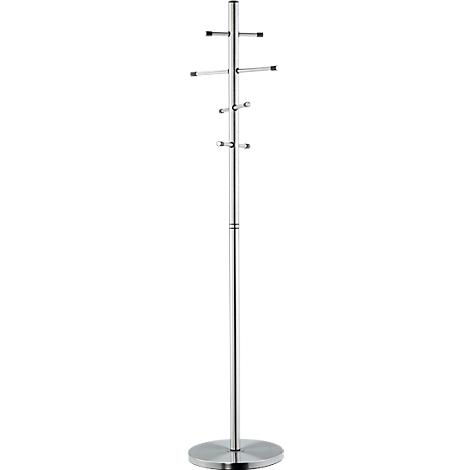 Edelstahl-Standgarderobe mit 8 Tragarmen, H 1860 x Ã¸ 390 mm