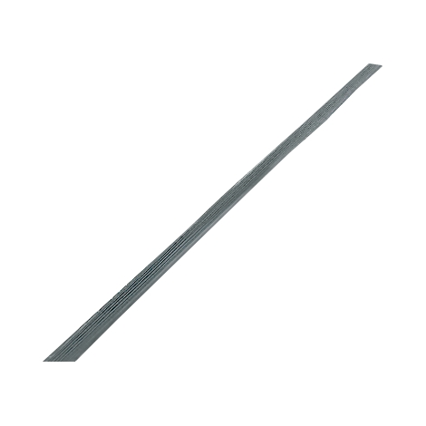 Gray, long, ribbed strip, diagonally against a white background.