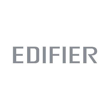Grauer Schriftzug des Markennamens Edifier auf weißem Hintergrund.
