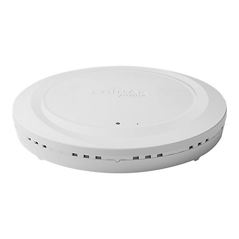 Ein weißer, runder Edimax Pro WLAN-Access-Point vor weißem Hintergrund.
