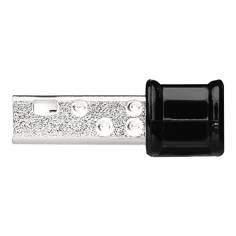 Ein silberner Metallstab mit einer rauen Oberfläche und einem schwarzen Kunststoffgriff an der rechten Seite.