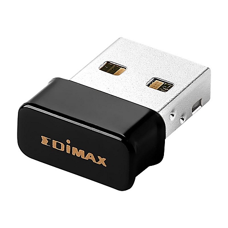 Edimax WLAN-USB-Stick in glänzendem Schwarz und Metalloptik vor weißem Hintergrund.