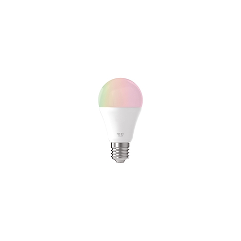 Une ampoule LED blanche avec des couleurs de lumière vives. La base indique "MESH COLOR".