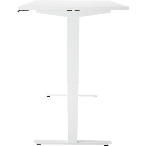 EHV Schreibtisch, elektrisch höhenverstellbar, bis 100 kg, 605–1265 mm, T-Fuß ohne Traverse, Up/Down-Panel, B 1600 x T 800, weiß/weiß
