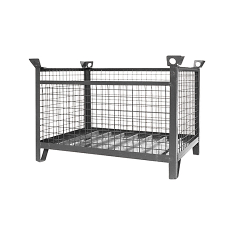 Eichinger-Industrie Gitterbox-Stapelpalette, bis 2000 kg, 3 Seitenwände, Kranösen, B 1500 x T 800 x H 750 mm, Stahl, anthrazitgrau RAL 7016