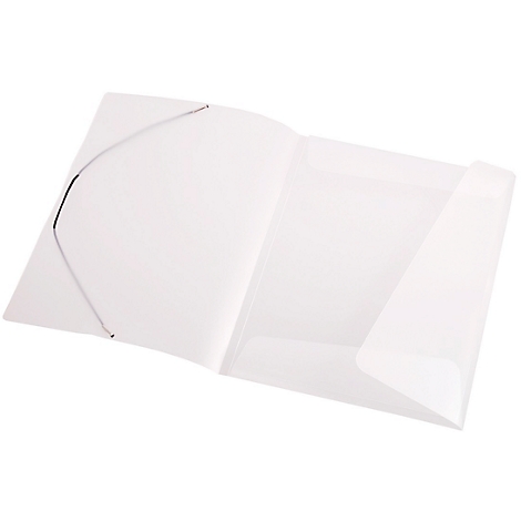 White open document folder with elastic band.