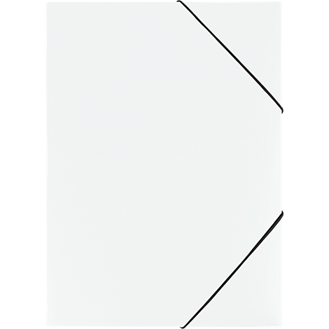 White paper with black elastic bands holding it together.