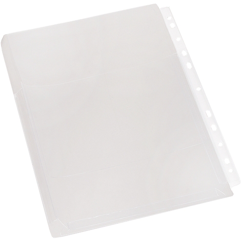 Transparent loose sheet protectors. Holes for filing on the right side.