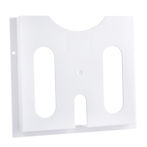 Witte plastic dossierhouder met ovale en rechthoekige uitsparingen. Een concave uitsparing bovenaan.