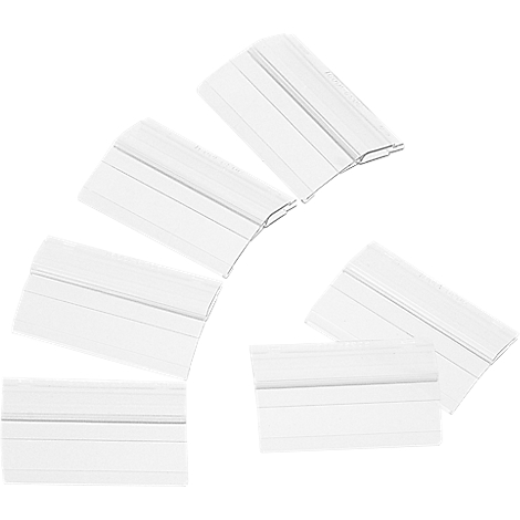 Several white index cards on a white background, arranged in multiple stacks.