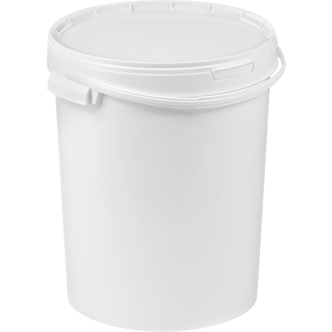 Eimer, mit Deckel & Griffen, 12 l, Ø 290 x H 261 mm, ISO-Norm, lebensmittelecht, temperaturbeständig, stapel- & nestbar, PP, weiß, 5 Stück