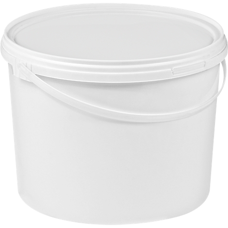 Eimer, mit Deckel & Griffen, 2,5 l, ISO-Norm, Ø 157 x H 320 mm, lebensmittelecht, temperaturbeständig, stapel- & nestbar, PP, weiß, 10 Stück
