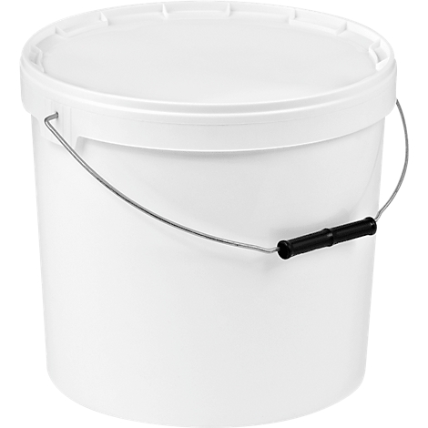 Eimer, mit Deckel & Griffen, 3 l, Ø 200 x H 156 mm, ISO-Norm, lebensmittelecht, temperaturbeständig, stapel- & nestbar, PP, weiß, 10 Stück