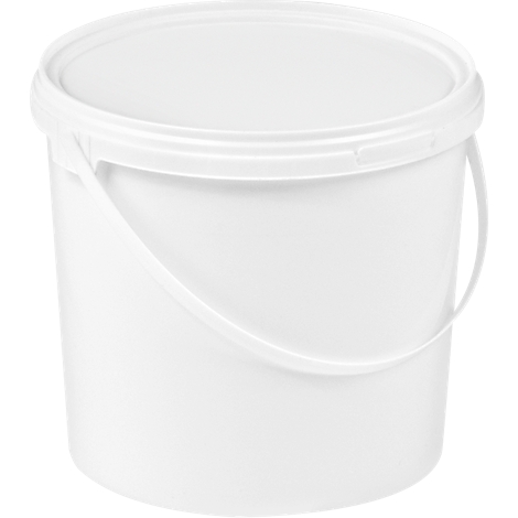 Eimer, mit Deckel & Griffen, 5 l, Ø 225 x H 188 mm, ISO-Norm, lebensmittelecht, temperaturbeständig, stapel- & nestbar, PP, weiß, 10 Stück