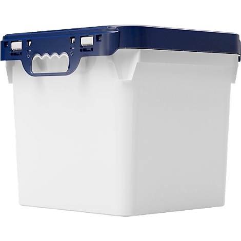 Eimer, quadratisch, Volumen 32 l, mit UN-Zertifizierung, lebensmittelecht, stapelbar, mit Deckel, Ø 380 x H 338 mm, HDPE, blau