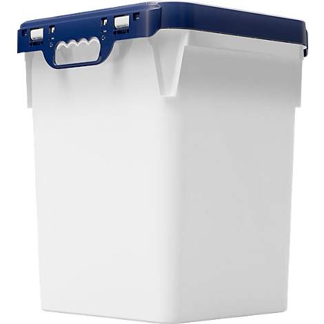 Eimer, quadratisch, Volumen 46 l, mit UN-Zertifizierung, lebensmittelecht, stapelbar, mit Deckel, Ø 380 x H 475 mm, HDPE, blau