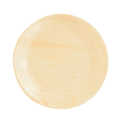 Runder, heller Teller aus Holz. Der Teller hat eine helle, beige Farbe mit einer sichtbaren Holzmaserung.