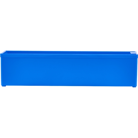 Blue, rectangular container with slightly rounded edges.