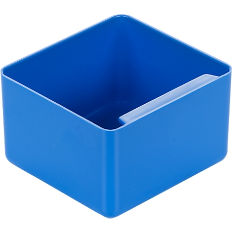 Blue square container with light partition.