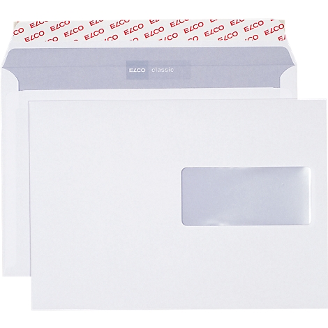 Two white envelopes, one partially open. The envelope has a window and red and grey writing.