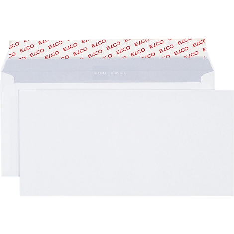A white envelope with ELCO printing inside. To the right, a second, open envelope.
