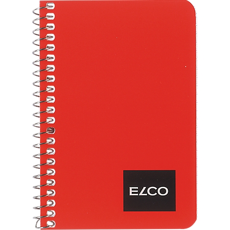 Red spiral notebook with EZCO logo.