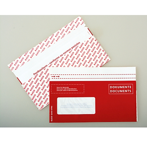 Elco Lieferscheintaschen Quick Vitro, DIN lang /C5/6), Fenster links, mit Druck, selbstklebend, Kraftpapier, rot, 250 Stück