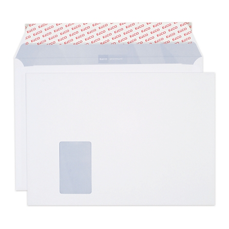 Two white envelopes, one opened. The opened envelope shows an adhesive strip with red lettering.