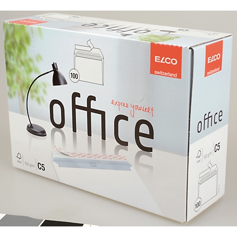 A white box with the word "office". Red framed logos. A stylized office with a lamp.